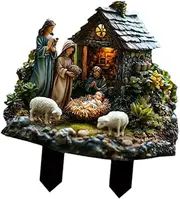 Luwecf Christmas Outdoor Nativity Scene Decoration Stakes Garden Acrylic Yard Sign
