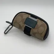 Coach Golf Kit Golf Balls Tees Divot Tool Zip Close Pouch Khaki/Gunmetal/Forest