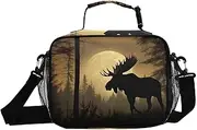 Orange Moose Moon Shadow Insulated Lunch Box for Women Men - Ideal for Work, Picnics - Includes Adjustable Shoulder Strap