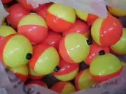 14 NEW 1 " ROUND - ORANGE & YELLOW - Snap-On Fishing BOBBERS FLOATS