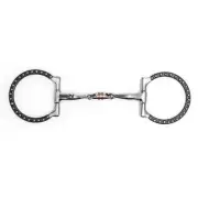 NY Tack 5" Western D Ring Silver Dotted Copper Inlaid Peanut Lozenge Snaffle Bit
