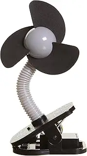 Dreambaby Safe Baby Cooling Fan - Flexible Neck Clip-On Fan with Soft Foam Blades - For Prams, Strollers & Cribs - Black