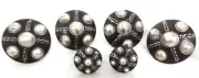 6 Piece Concho Saddle Set Screws Bubble Brown Iron Sterling Silver Hansen New