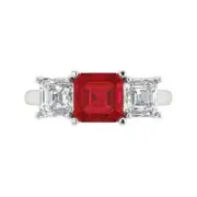 4.0Ct Square Emerald Cut Pink Tourmaline Solid Gold Engagement Promise Ring