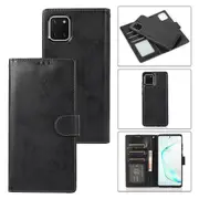 Note10 Lite Case Card Slots Retro Leather Wallet Shockproof Flip Cover Magnetic Closure Bookstyle Stand Case - Black