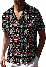 [TURETRENDY] Men's Casual Summer Shirt Button Down Camp Cuban Short Sleeve Beach with Pocket