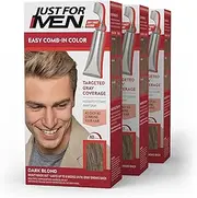 Just For Men Easy Comb-In Color Mens Hair Dye, Easy No Mix Application with Comb Applicator - Dark Blond, A-15, Pack of 3