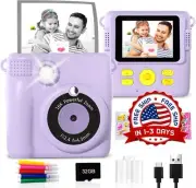 Kids Instant Print Camera HD Digital With Print Papers Color Stickers Child Toy.