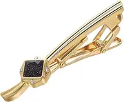 [Yoursfs] Black Rhinestonen Tie Clips for Men Gold Cubic Zirconia Tie Clips Novelty Tie Clip for Anniversary Jewelry, 5.6*1.2cm, Rhinestone, Cubic Zirconia