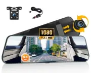 Mirror Dash Cam 5.5 Inch Rear View Mirror 1080P Front and Rear View Dual Came...