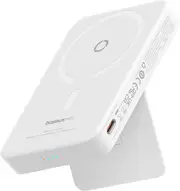 Baseus Battery Pack for Magsafe, 5000mAh Wireless Portable Charger PD 20W Fast Charging with Stand and USB-C, Magnetic Power Bank for iPhone 15/14/13/12 Pro/Pro Max/Plus/Mini (Stellar White)