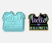 Hello Halloween Cookie Cutter & Stamp | Spider Web Trick or Treat October Spooky