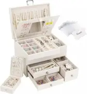 Large Jewellery Box Necklace Earring Rings Storage Display Organiser Travel Case