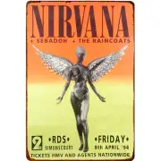 Nirvana Vintage Metal Sign In Utero Tour Concert Artwork 12" x 8" Grunge Decor