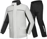 ａ aternee Rain Suit with Backpack Space for Men Reflective Lightweight Rainproof Rainwear, Gray, XL