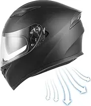 YONGBAO Full Face Hat | Full Face Dual Lens Shield Street Motorcycle Hat - Cycling Hat for Motorcycles, Scooters & Mopeds, Street Hat for Adults Men and Women