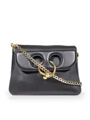 Black Leather Pierce Gold Hardware Bag