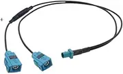 Z Male to Dual Z Female Right Angle Y-Splitter Cable with Diode RG174 Pigtail Vehicle Antenna Extension Cord(Fakra Z M to 2 Z F,2.9M)