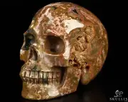 4.8" Ocean Jasper Hand Carved Crystal Skull, Realistic, Crystal Healing