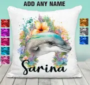 Dolphin Cushion Cover Sequin Throw Pillow Flip Sequins Personalised