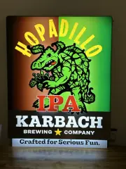 KARBACH BREWING COMPANY HOPADILLO IPA BEER LED BAR SIGN MAN CAVE GARAGE TEXAS