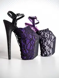 在飛比找Yahoo!奇摩拍賣優惠-客製化 Pleaser 蕾絲高跟鞋保護鞋套 (鋼管舞/空中環