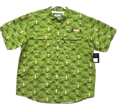 Magellan Outdoors Fishing Shirt Dad Lawn Camo Button Down 3XL