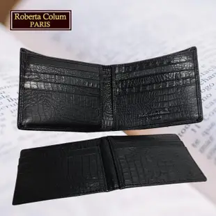 【Roberta Colum】諾貝達 鱷魚紋男士皮夾／專櫃皮夾／短夾(23552-1黑色)