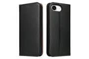 For iPhone 16e Case Leather Flip Wallet Folio Cover Stand Black