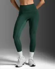 Form Stash Hi-Rise Compression Tights with Pockets, 2XU, XS, Ever Green/Ever Green, Female
