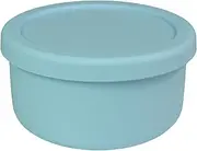 24oz Silicone Lunch Box, Round Salad Bowl with Lid, Airtight Food Container for Meal Prep, Leftovers, Soup & Stew Storage. Microwave, Fridge, Dishwasher Safe. BPA-Free (Grayish Blue)