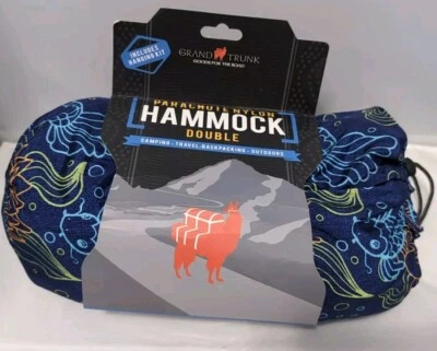 Grand Trunk Double Parachute Nylon Hammock-Blue Includes Hanging Kit