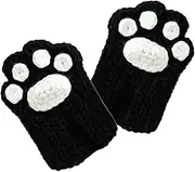 [Generic] Fingerless Cat Paw Gloves, Cat Paw Gloves, Bear Claw Gloves Made of Plush Faux Leather, Half Finger Cosplay Mittens with Furry Cat, Warm Winter Gloves for Home
