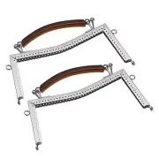 Metal Purse Frames 2Pcs Kiss Lock Clasp Embossed Clutch Frame with Handle Silver
