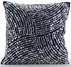 Sofa Cushion Case Blue 16"x16", Bed Decor Taffeta - Crystals N Pearls Jam