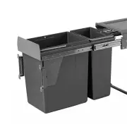 Domestique 30L Twin Slide Out Concealed Waste Bin - Slim Profile - for a 300mm Cabinet - Bottom Mounted - Includes Integrated Door Bracket