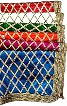 prisma collections Golden lace gotta work checks silk Fabric Attractive Chunri for MATA Rani, 11 * 14 inch, Multicolour -Set of 6, Silk