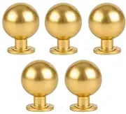 HEVSTIL 5-Pack 24mm Diameter Round Solid Pulls, Kitchen Cabinet Knobs Drawer Knobs Modern Minimalist Handles Knobs Antique Cabinet Drawer Ball Knobs for Dresser Drawers(Gold)