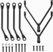 6PCS Metal High Clearance Chassis Links Rod Linkage Pull Rods Compatible with 1/24 FMS RC Upgrade Parts (Black)(Black)