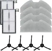 10 Pcs Replacement Parts Kit Fits for Eufy X8 Pro Robot Vacuum Cleaner, 2 HEPA Filters, 4 Side Brushes, 4 Mop Cloths