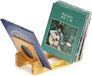 SpaceAid Bamboo Record Storage Holder, Holds Up to 50 Albums, 7 or 12 Inch LP Display Stand, Gifts for Record Lovers (Natural)