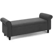 Chloe Linen Storage Ottoman Blanket Box Grey