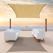 Sun Shade Sail Rectangle Canopy Fabric Cloth Screen, 14' x 16' Sand Beige