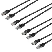 4x Cruxtec 5m Cat6 RJ45 Patch Lead LAN Internet Ethernet Network Cable/Cord BLK