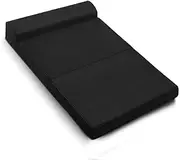 [Giselle Bedding] Foldable Mattress Trifold Folding Mattresses Camping Mat Portable Travel Cushion Sleeping, Sofa Lounge Bed Floor Pad Home Office, 180cm x 122cm x 24cm Double Black with Pillow