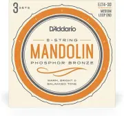 3 Pack D'Addario EJ74 Mandolin Strings, Phosphor Bronze, Medium 11-40 EJ74-3D