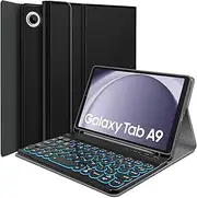 Backlit Keyboard Case for Samsung Galaxy Tab A9 8.7 Inch 2023, 7 Colors Backlight Detachable Wireless Keyboard & PU Folio Stand Cover Case for 8.7” Galaxy Tab A9 Tablet (SM-X110/X115/X117)