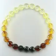 Natural Multi-Color faceted 8mm BALTIC AMBER Stretch Bracelet Lithuania #201