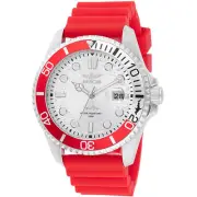 Invicta Men's Watch Pro Diver Quartz Silver Tone Dial Red Silicone Strap 47167
