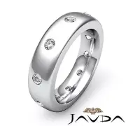 Round Bezel Diamond Mens Eternity Wedding Dome Band 18k White Gold Ring 0.50Ctw